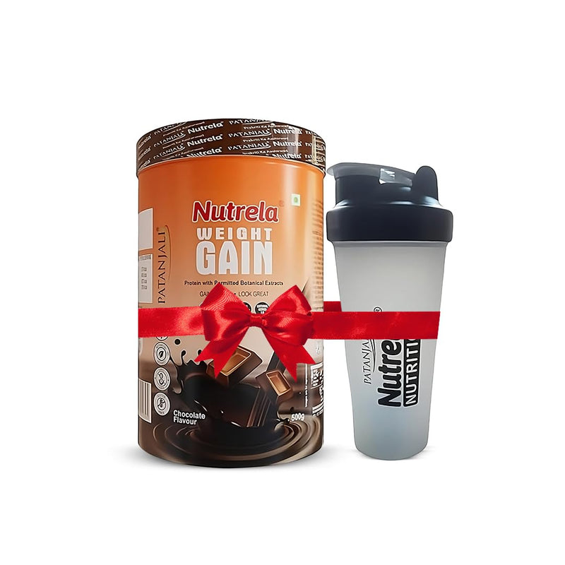 NUTRELA Weight Gainer-500G, Chocolate Flavour With FREE Shaker Bottle