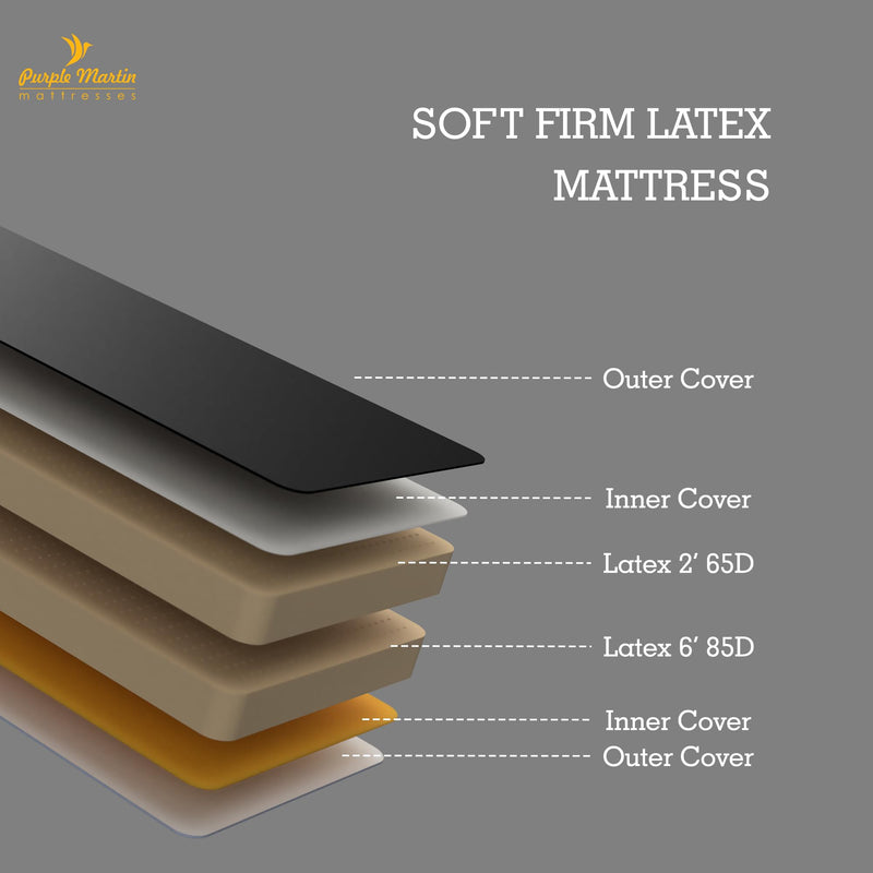 Purple Martin | 8 inch Soft Firm | Pure Natural Latex Mattress | 6" Latex Foam D-85 + 2" Latex Foam D-65 Latex Mattress (72x84, King)