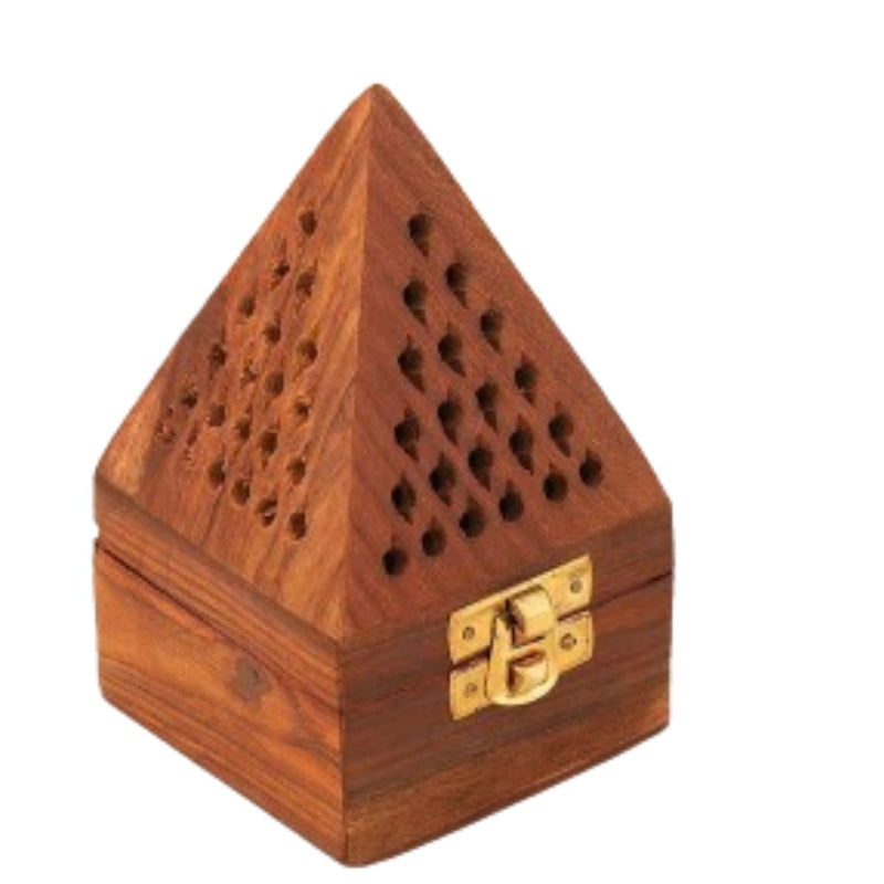 Amzgear agarbatti Stand with ash Catcher Wooden Pyramid Shape Incense Holder dhoop batti Fragrance catcheragar for Home Decor Yoga Meditation Pooja Aromatherapy