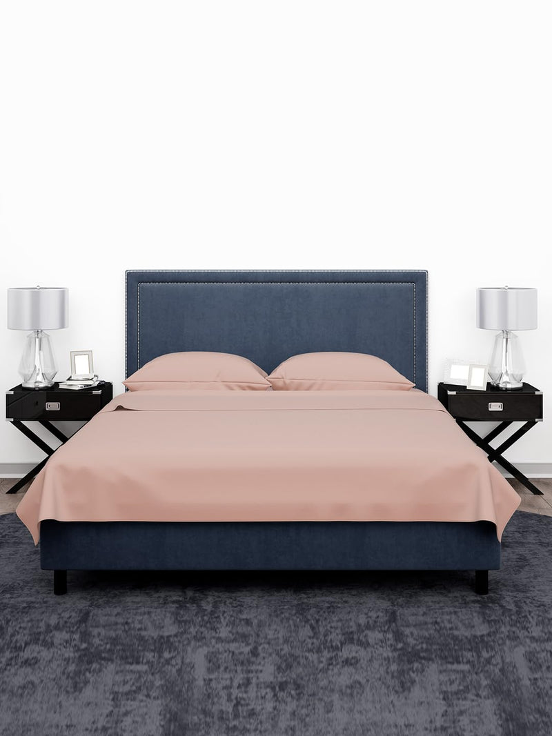 Thevasa Luxury Soft Cotton Feel Solid Bedsheet Super King Size Premium 1 Flat Sheet (108"X108") and 2 Pillow Covers (18"X28"), Softer Than 500 TC (French Rose Gold Pink)