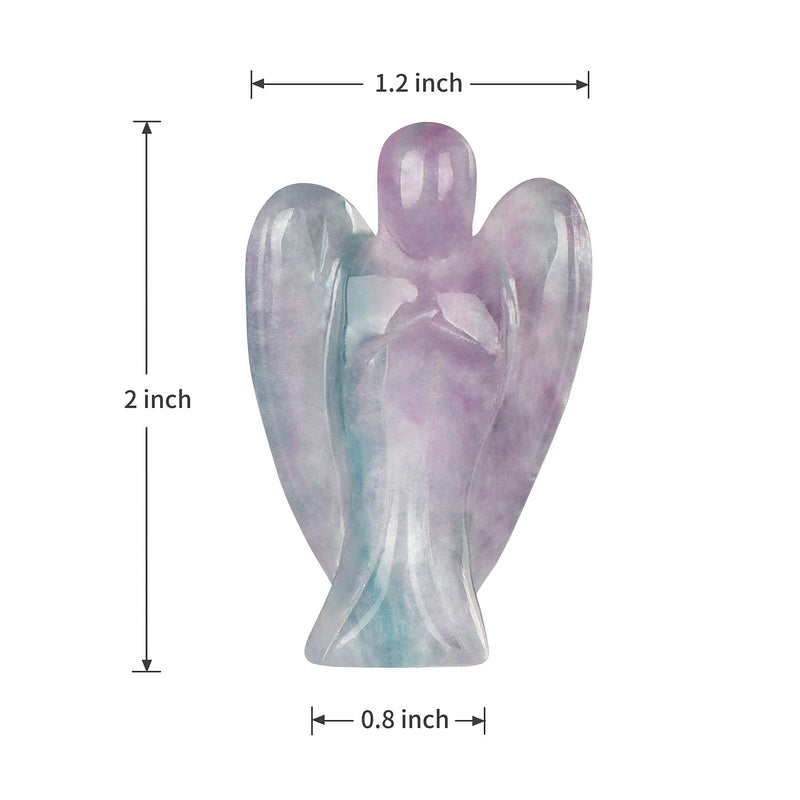 Artistone 2.0" Pocket Peace Guardian Angel,Hand Carved Gemstone Fine Art Sculpture,Guardian Angel Healing Statue (Rainbow Fluorite2)