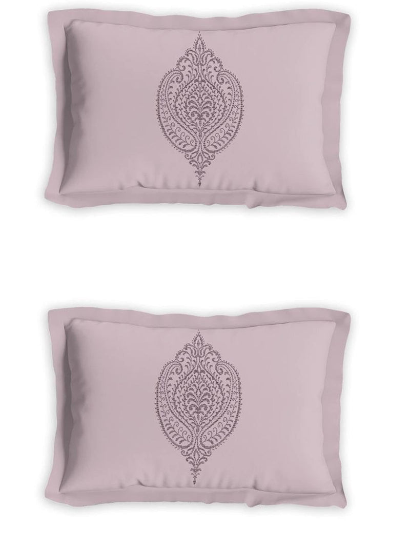 D'Decor Live Beautiful Ivy Ethnic 150TC Double Bed Sheet Set with Two Pillow Covers - Purple