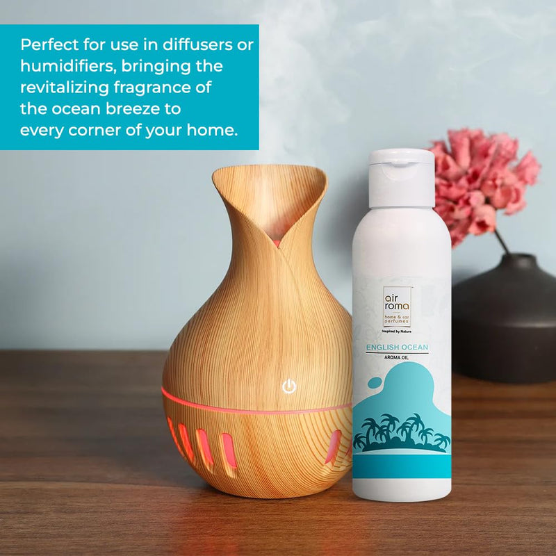 AIR-ROMA Pure, Natural and Undiluted Aroma Diffuser Oil (100ml, English Ocean) Home Fragrance, Aromatherapy, Helps in Concentration & Meditation