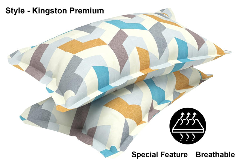 BSB HOME Kingston Collection 160 Tc Cotton Super King Size Bedsheets With 2 King Size Pillow Covers|Luxury Soft Sheets (3Pcs Set)|108X108 Inches, (White & Teal)