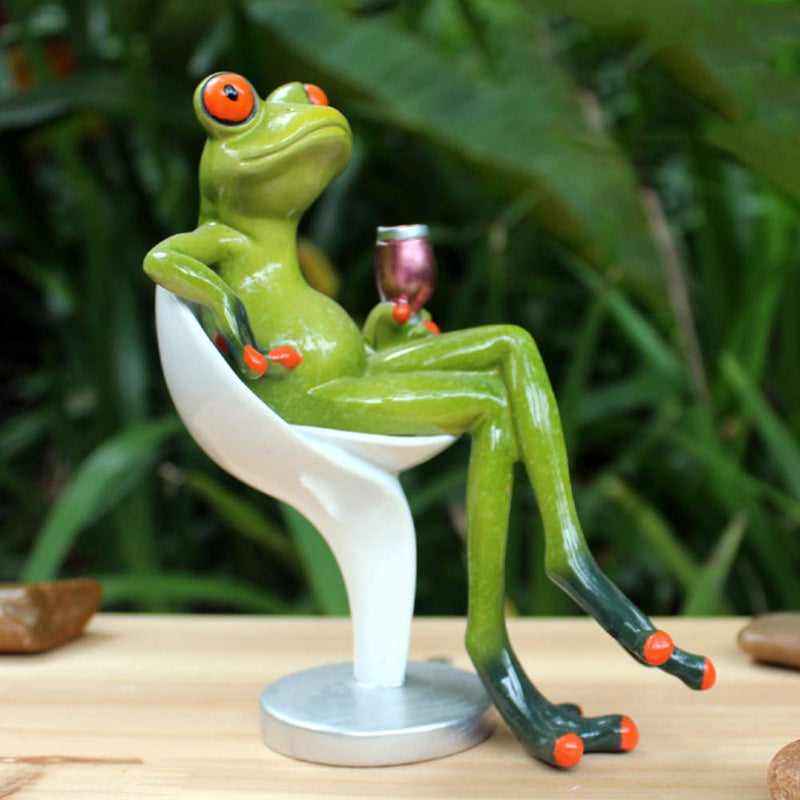 Dorlotou Frog Figurines Statue Cute Funny Seated Frog Sculpture for Home Desk Bathroom Decoration 6088