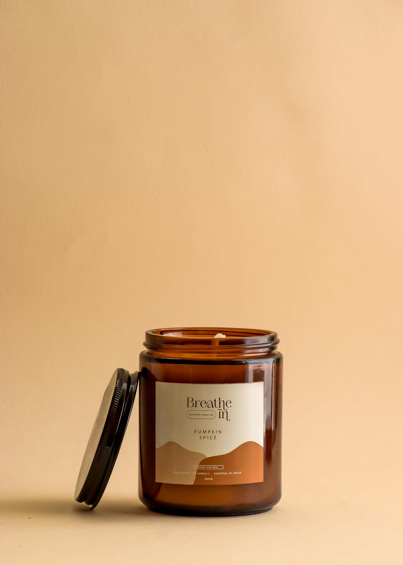 Breathe In Essential Oil Soy Wax Jar Candles (Pumpkin Spice)