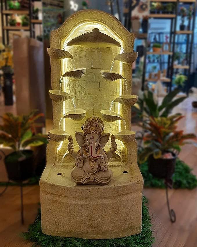 SEPBORN Floor-Standing Ganesh Fountain with Arched Design, 91 cm