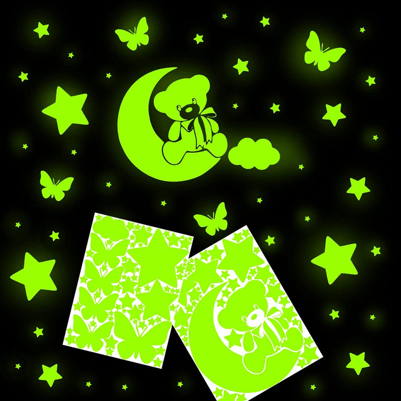 Ashamohar 29 cm Glow in The Dark Stars for Ceiling or Teddy Butterfly Cloud Stickers (Pack of 2)