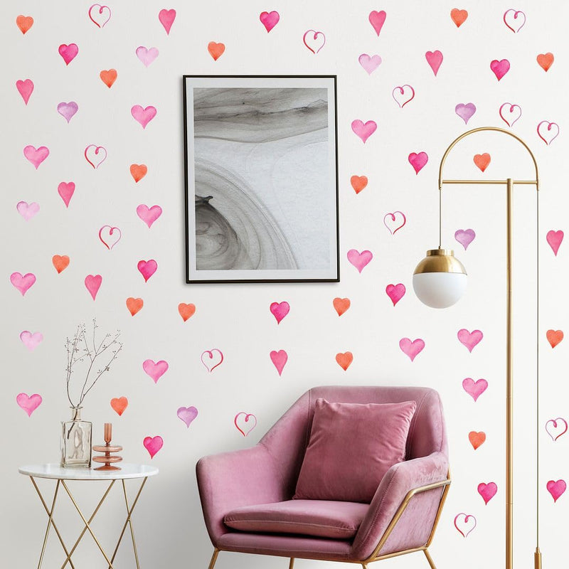 CVANU 4 Sheet of Beautiful Heart Shape Self-Adhesive Vinyl Wall Sticker for Wall Decoration (10.8inchX8.4inch)_S352