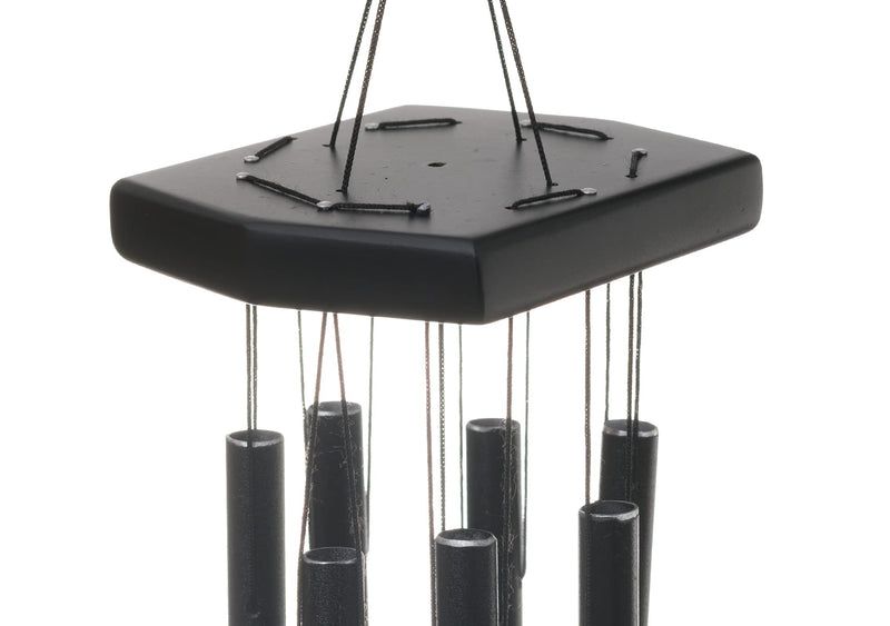 Tej Gifts - Feng Shui Metal Wind Chime 7 Pipes Black Rods Indoor/Outdoor Hanging Good Luck Charm Chimes Gift Item