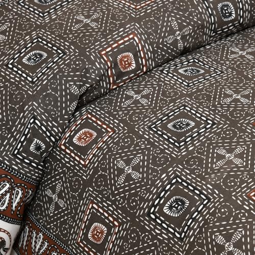 Pure Cotton Katha Art Double Bed Sheet with 2Pillow Covers (Gray)