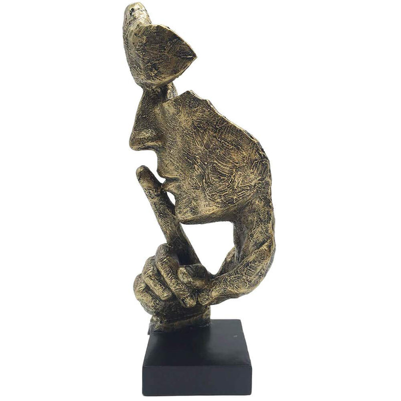 Silence is Golden The-Thinker Statue - Abstract Handcraft Keep Silent Thinker Statue Model Face and Hand Sculpture