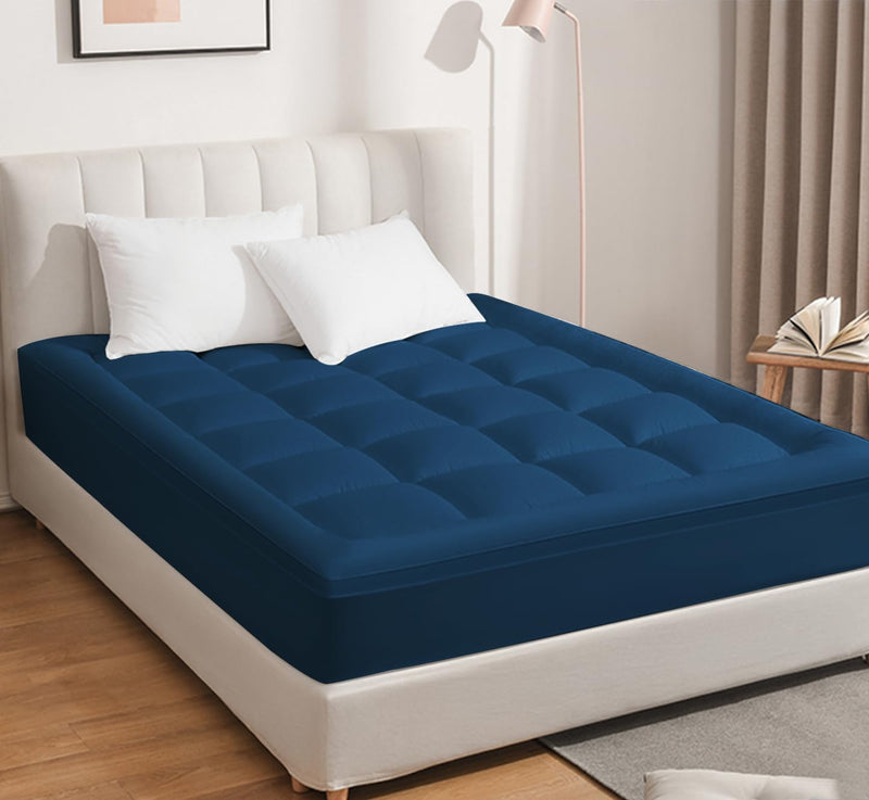 Cloth Fusion 600 GSM Mattress Topper Single Size Bed, Perfect Mattress Pad for Better Sleep (72x48 inches or 6x4 ft, Navy)