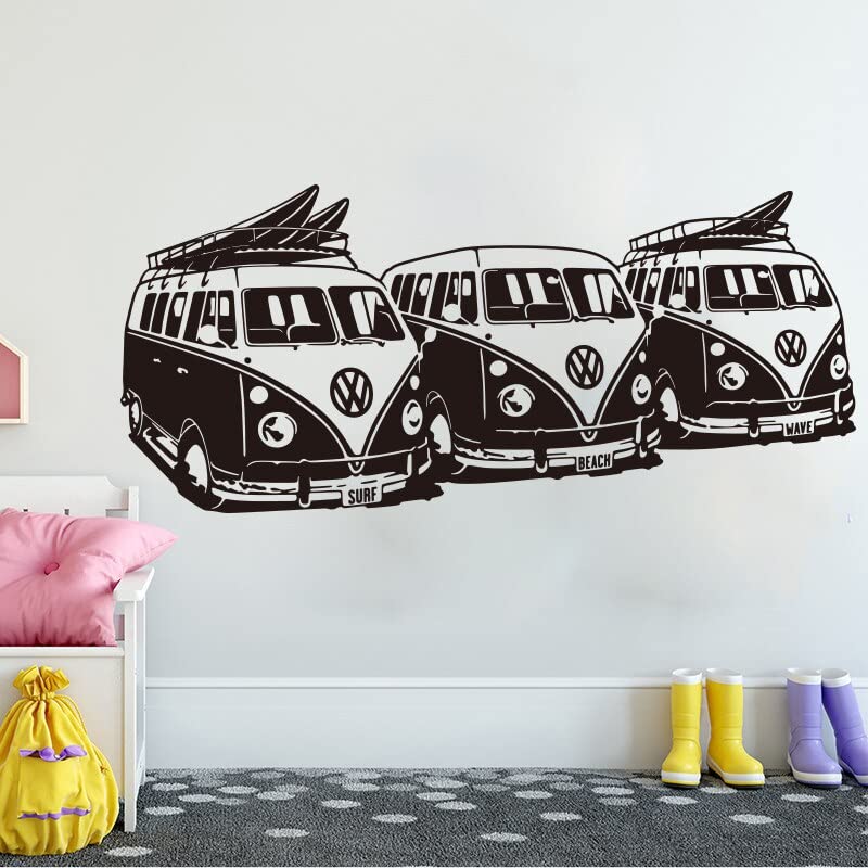 GADGETS WRAP Vinyl Decal Sticker Trio of Surfer Vans Camping Black (Item Finish Size : 125cm x 56cm)