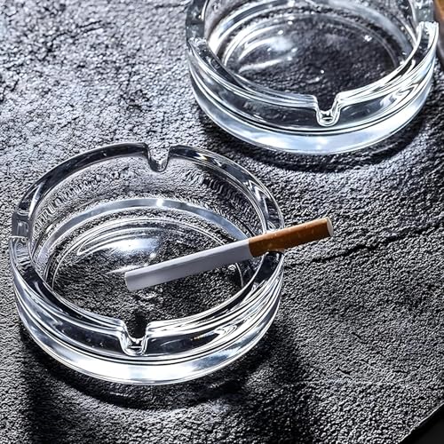Karma Sales Ashtray Glass Round Cigar Cigarette Table top Ash Tray Indoor Outdoor Home Décor (101MM_Pack of 1)