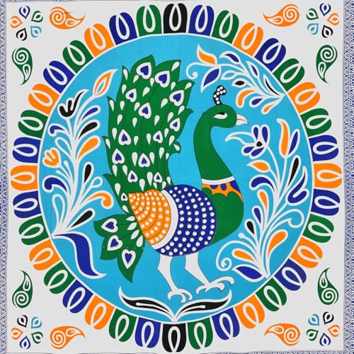 AC FASHION Rajasthani Jaipuri Sanganeri Printed 144 TC 100% Cotton Bed Sheet Set for Double Bed,Peacock Print, Double Bedsheet Cotton with 2 Pillow Covers