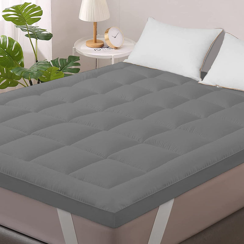 Linenovation 1000GSM Hollow Fibre Mattress Padding/Topper Grey forCalifornia King Size Bed-78 Inch X 84 Inch