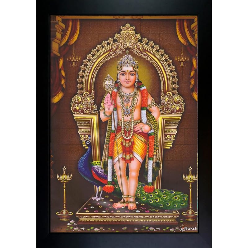 Great More Religious Bala Murugan God Wood Photo Frame with Wall Hook-56-8x10 inch