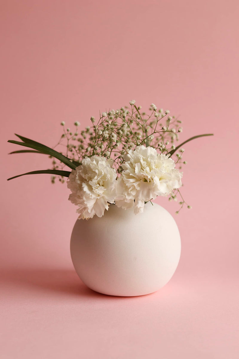 Craftribal Ceramic Round Vase | Flower Vase | Ceramic Vase | Round Shaped Vase | Modern Vase | Home Decor Centrepiece | Decor Piece 5.5 inches (White)