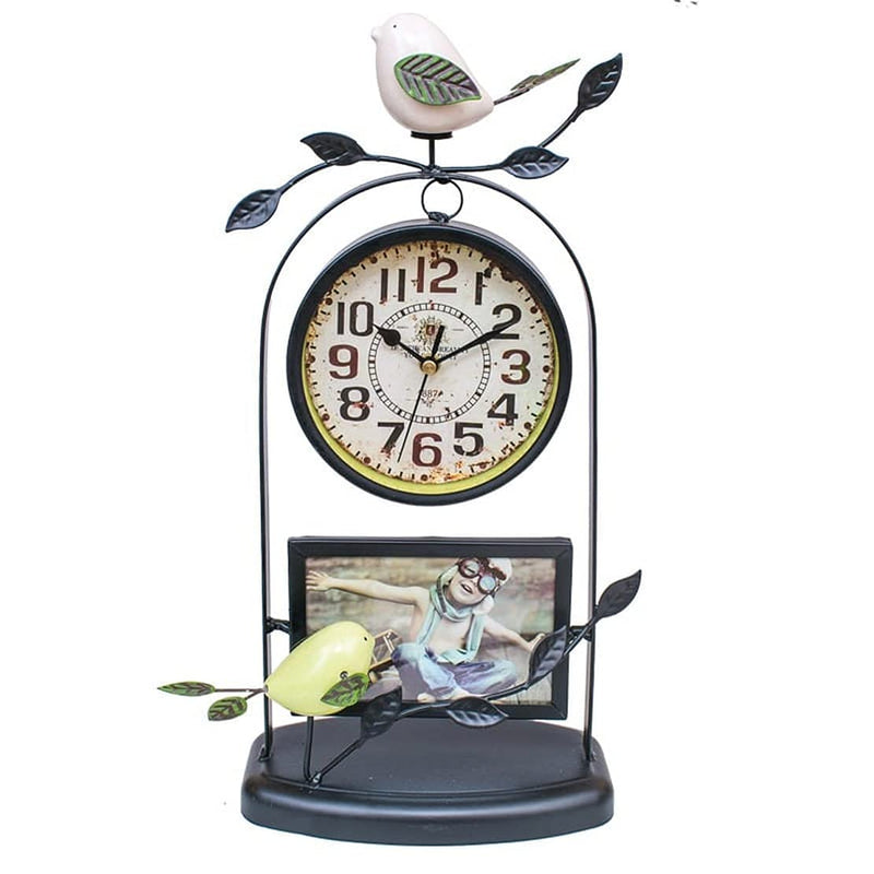 Oye-Seller Metal Bird Photo Frame with Table Clock Home Decoration Gift