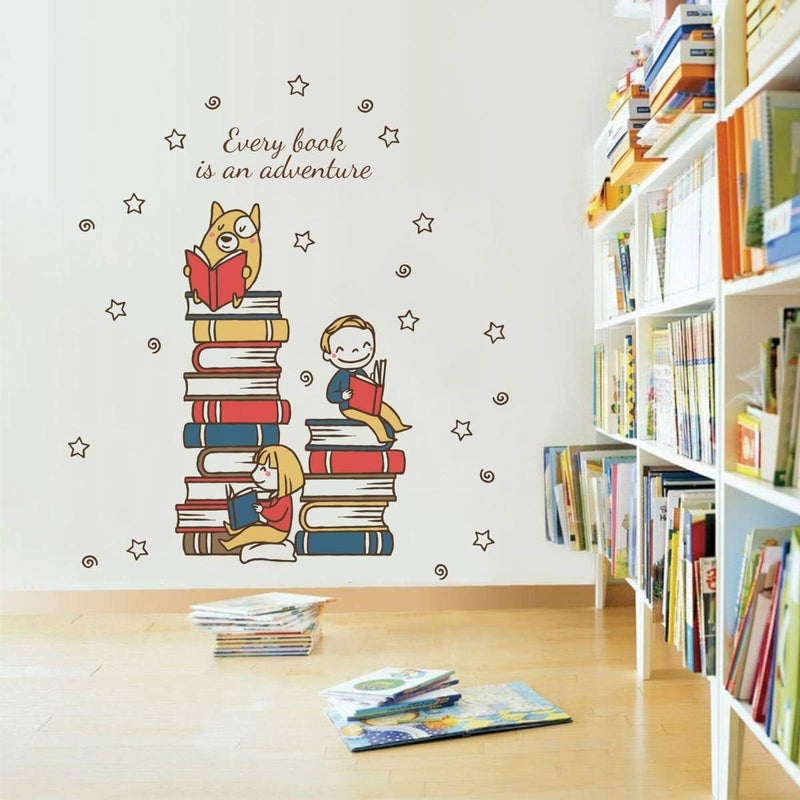 SP Decals Study Room : Every Book is an Adventure Quote ' Extra Large Size Wall Sticker (Wall Coverage Area - Height 105 cms X Width 90 cms)(Pack of 1)