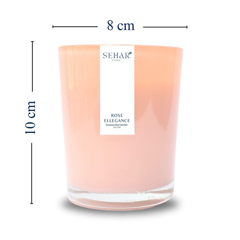 Sehar Living Enchanted Elegance Collection - Rose Elegance | 200 Gm | Pure Soy Wax | Burn Time - 40-50 Hours | Reusable Glass Jar | Long Lasting | Clean Burning | Rose & Vanilla | Hand Poured