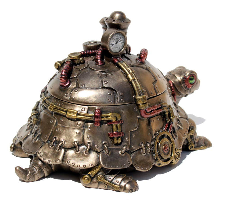 Veronese Steampunk Tortoise Turtle Trinket Box Cold Cast Bronze Statue