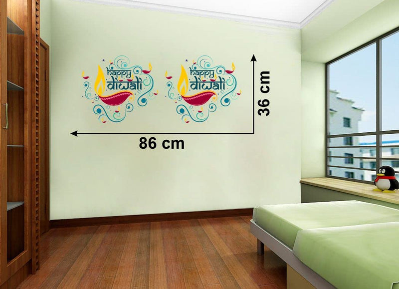 Delight Art Beautiful Happy Diwali Design Wall Sticker Size - ( 86*36 ) cm Model id - ( DAMC00845L )