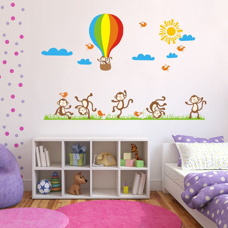 Delight Art Sky with Sun and Monkey Wall Sticker Size - ( 100*65 ) cm Model id - ( DAMC00380L )