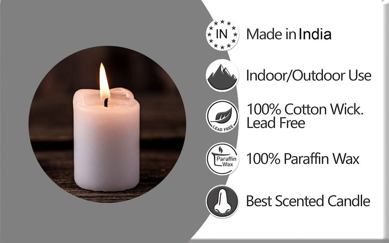 atorakushon Paraffin Wax Smokeless Scented White Tall Pillar Candle for Home Decoration Diwali Birthday Party Restaurants Spa Church (Pack of 6)