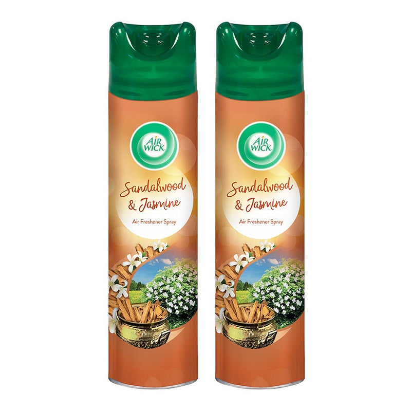 Air Wick 245 ml (Pack of 2) - Sandalwood & Jasmine, Room Air Freshener Spray | Works as Room Freshener and Bathroom Freshener with Long-Lasting Fragrance | Eliminates Odours