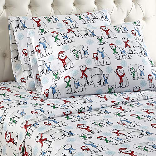 Shavel Home Products Micro Flannel Sheet Set, Queen, Polar Bears