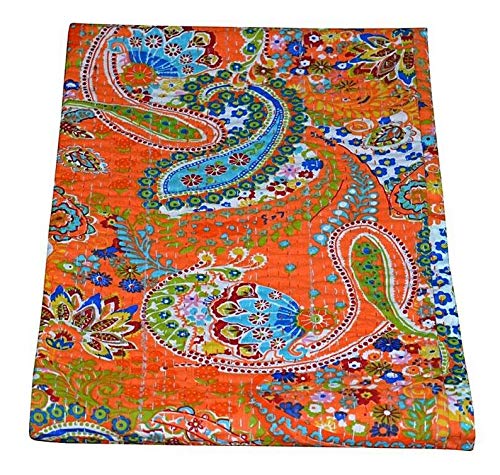 Textile Work Creations Handmade Bedcover Bedspread Kantha Quilt Indian Bedding Handmade Throw Tapestry Handmade Pure Cotton Quilted Bedding Twin