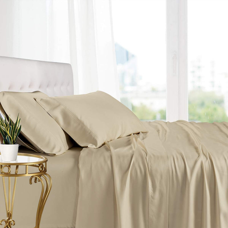 Silky Soft bed sheets 100% Rayon from Bamboo Sheet Set Beige/Twin XL AD