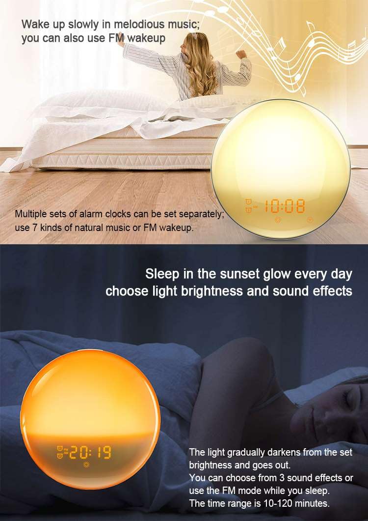 arcnics Polycarbonate-Smart Wifi Sunrise Wake Up Light With Alarm Clock For Bedroom/Bedside Table,Living Room With Fm Radio,Sunrise/Sunset Simulation,4 Alarm Functions,Snooze,7 Colors,7 Natural Sound