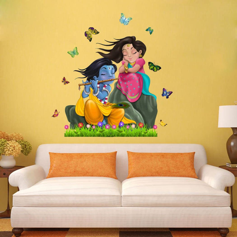 Delight Art Beautiful Radha-Krishna ji Wall Sticker Size - (67 * 67) cm Model id - (DAMC00762L)