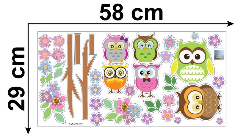 Delight Art Tree with Flower and Owl Wall Sticker Size - (94 * 54) cm Model id - (DAMC00257L)