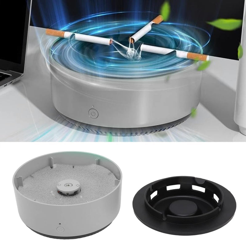 GION Ashtrays for Cigarettes, 2 In 1 Air Purifier Cigarettes Ashtray for Home Office Car Indoor Outdoor (1Pcs) (Grey)