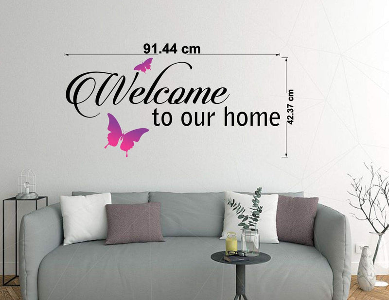 Walltech Combo of 4 Wall Sticker Beach with Sunset-(55 x 60 cms) | Love Birds with Hearts-(125 x 85 cms) | Modern Peacock-(90 x 75 cms) | Welcome to Our Home Butterfly-(91 x42 cms) - Material Vinyl