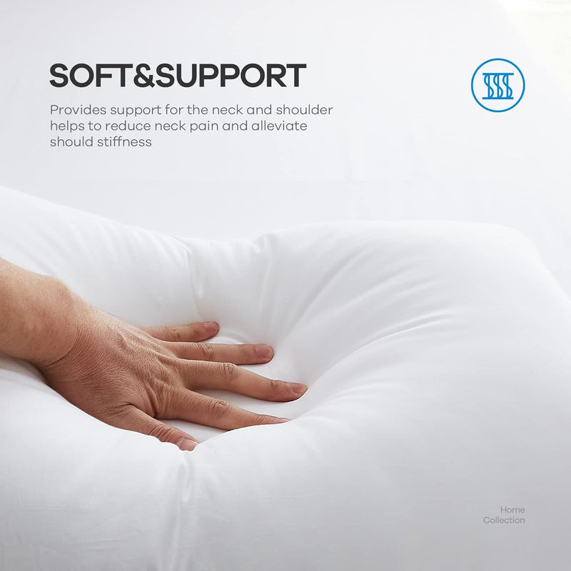 Perfect Sleeper 20x30 Inch Set of 2 Pillows, Soft Density for Stomach and Back Sleepers, Queen Size, Pack of 2, White, 51 x 76 cm - Plain White