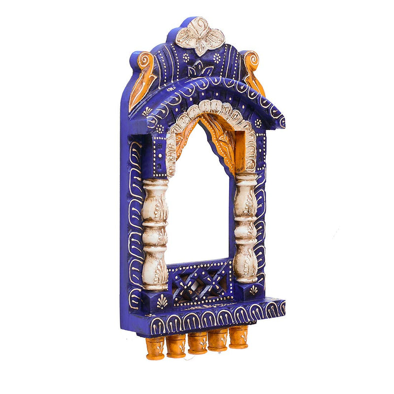 CRAFT TREE Wooden Handpainted Jharokha Frame in Blue Colour Height 16''