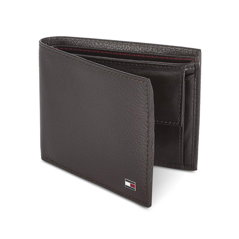 Tommy Hilfiger Felix Leather Global Coin Wallet for Men - Brown, 4 Card Slots