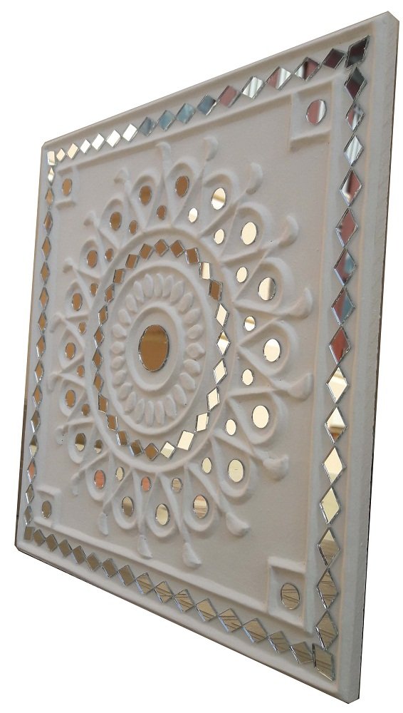 SHAKTI KUTCHI MUD & MIRROR CRAFTS Clay Wall Frame (31 cm x 31 cm x 2 cm, SKMMCWF12X12016)