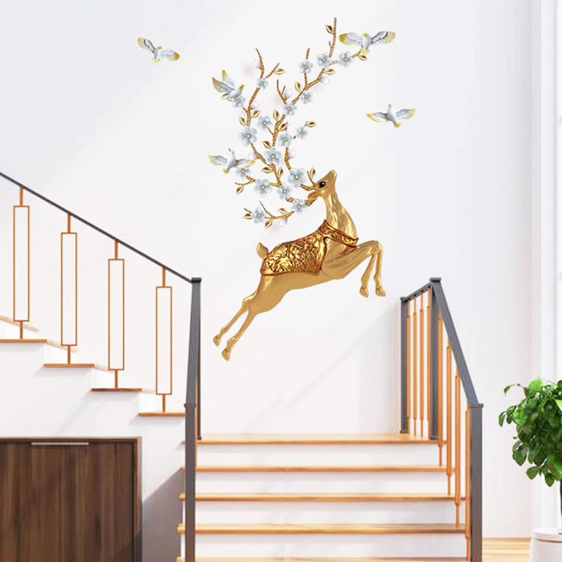 JAAMSO ROYALS Golden Deer Wall Stickers for Kids, Wall Stickers for Kids Room, Kids Wall Stickers for Kids Room, Kids Room Wall Sticker (60 CM x 90 CM)