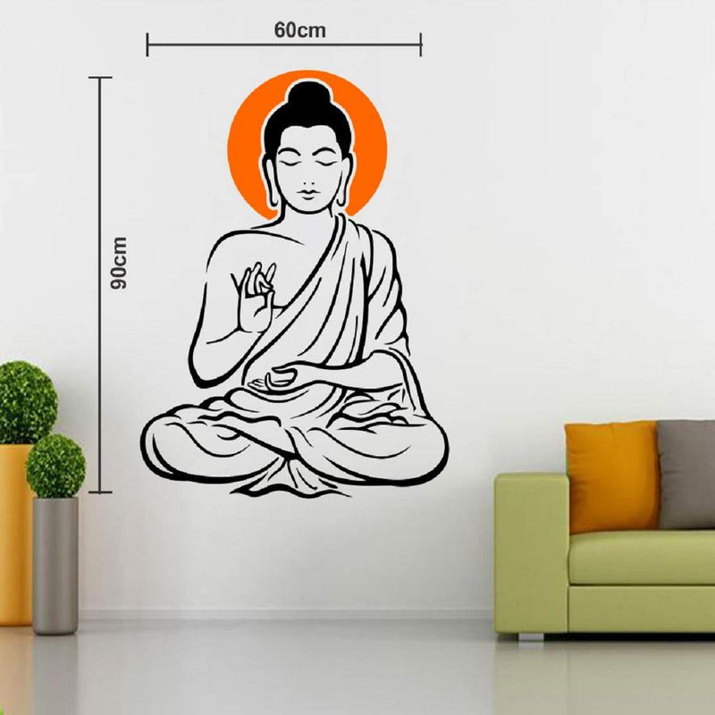 Yogi Buddha Black Self Adhesive VinylWaterproof Decorative Wall Stickers for Hall, Bedroom, Kitchen and Furniture