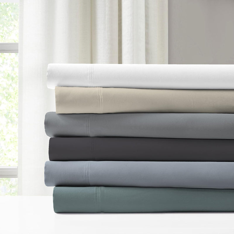 Color Sense , 100% Cotton Teal Twin Sheet Set, 300 Thread Count, Back to School College Essentials, Wrinkle-Resistant, Ultra Soft & Silky Sateen Hotel Quality Bed Sheets with Elasticized Deep Pocket