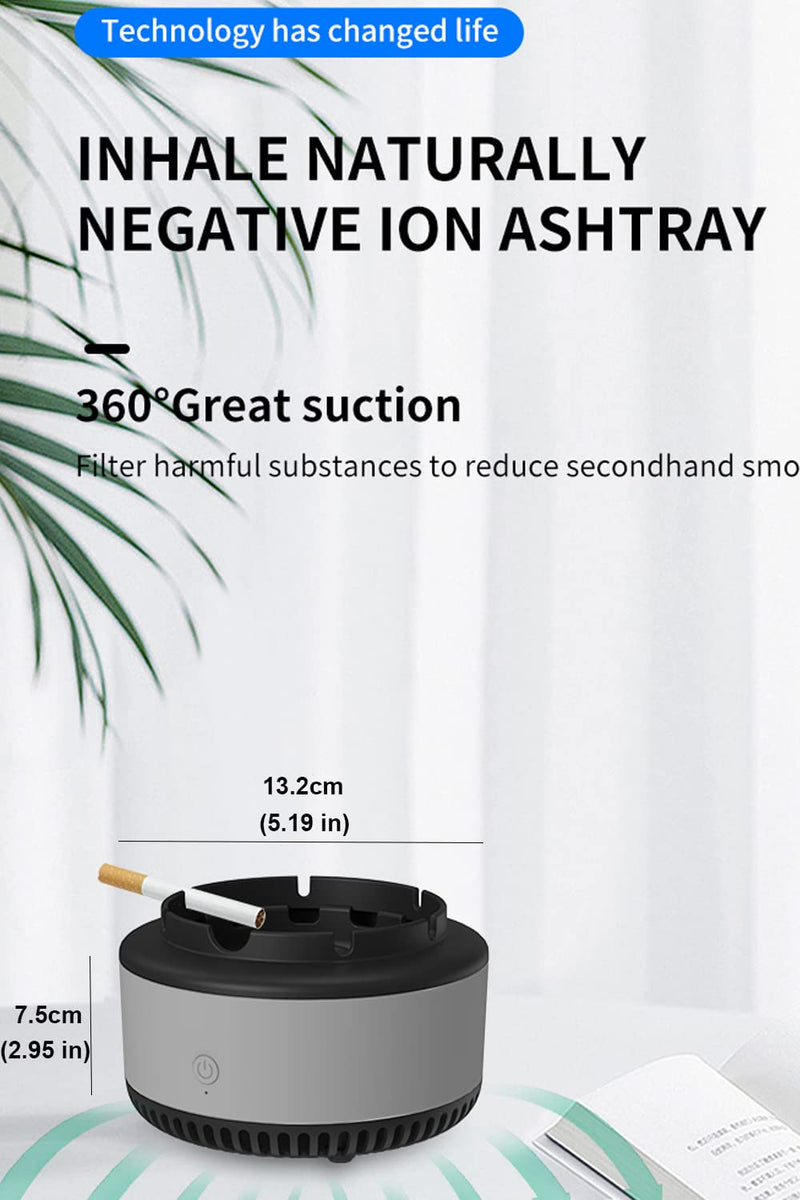 2 in 1 Multifunctional Smokeless Ashtray Best for Home Car or Office- Gray