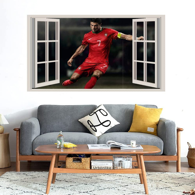 GADGETS WRAP Printed Wall Decal Sticker Fake Window Style Decal (90cm x 50cm) - RED CR7