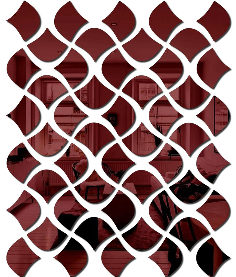 Bikri Kendra - Jali Pattern (Pack of 50) Brown Mirror Stickers for Wall, Acrylic Mirror, Wall Mirror, 3D Stickers, Wall Stickers for Room Hall Home and Office