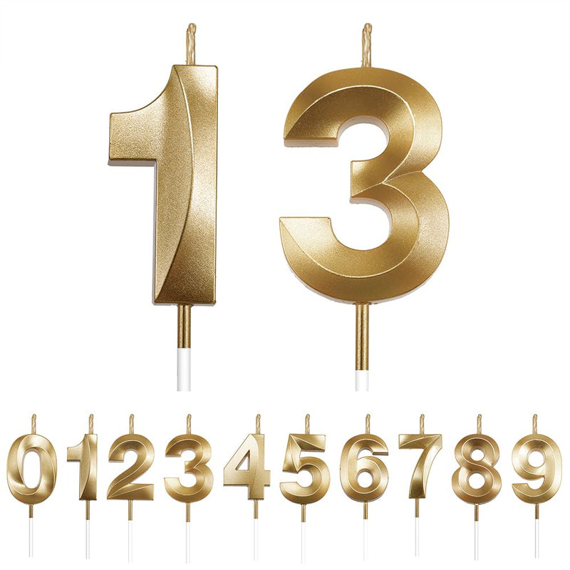 13 Candle Birthday Number Candles 13 Birthday Candles for Cake Birthday Candles Numbers 13 Champagne Gold 3D Design Numeral Candle for 13th 31th Birthday Anniversary Wedding Party Cake Decorations